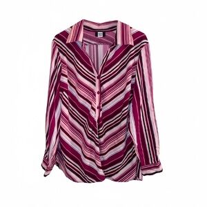 Studio 1940 Size 18/20 Polyester Spandex Stripe Button Down Shirt